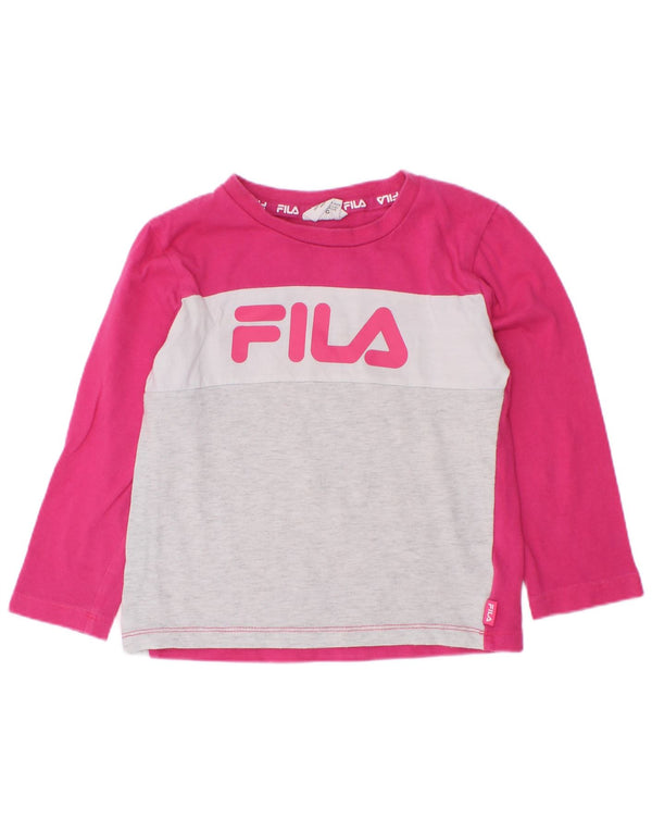 Fila Girls Graphic felső, hosszú ujjú, 3-4 éves rózsaszín Colourblock pamut