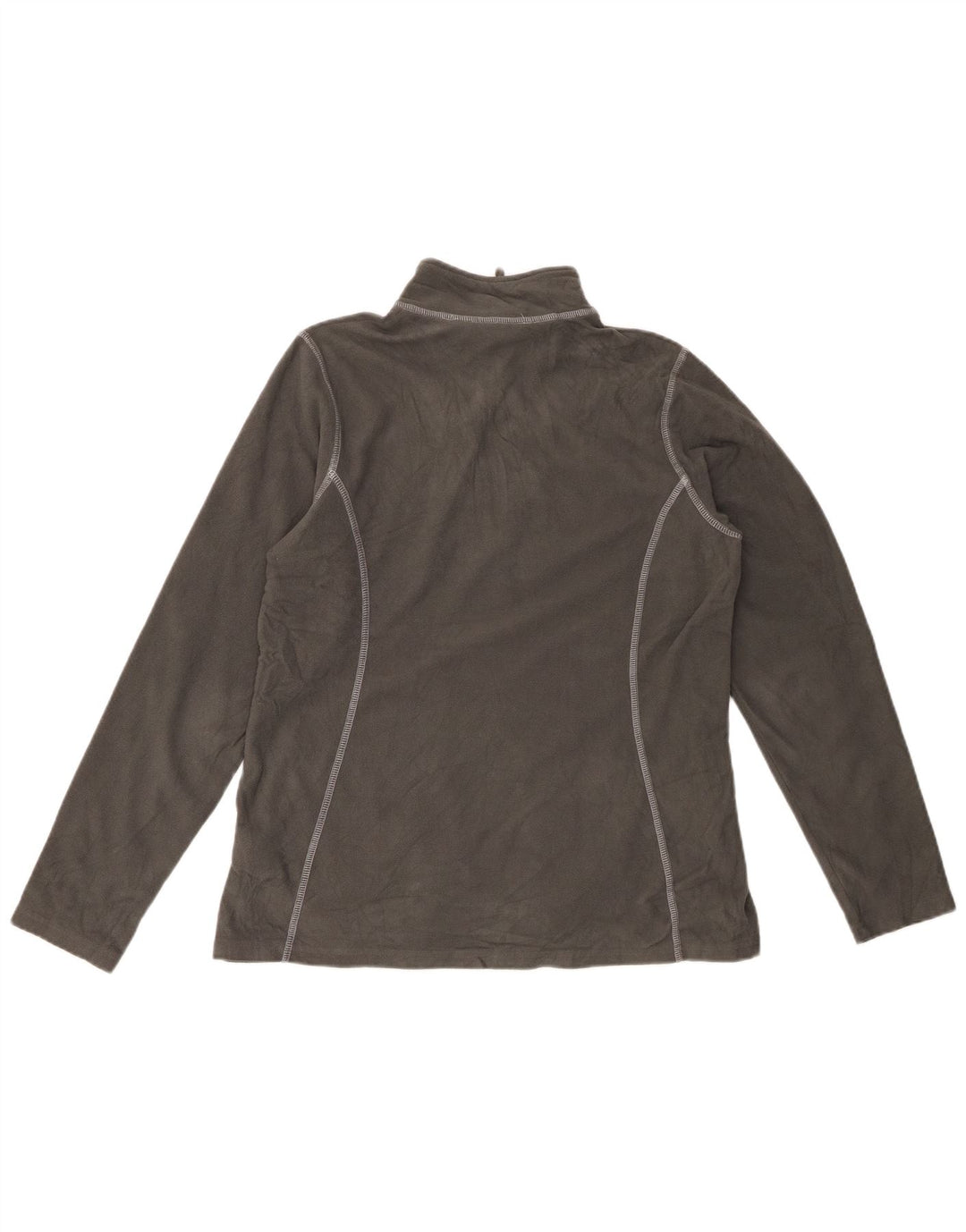 EDDIE BAUER Womens Zip Neck Fleece Jumper UK 16 Large Grey Polyester