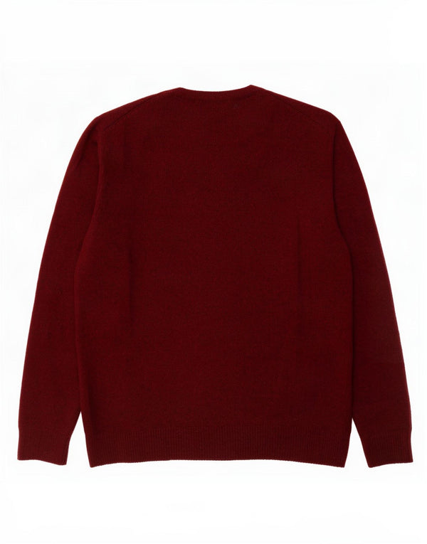 James Pringle Mens V-Neck Jumper Sweater Medium Burgundy New Wool