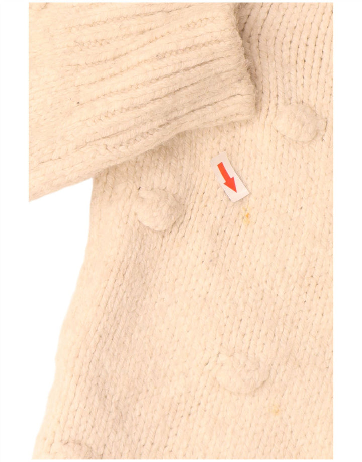 Zara Pull surdimensionné à col rond pour femme UK 14 Acrylique beige moyen