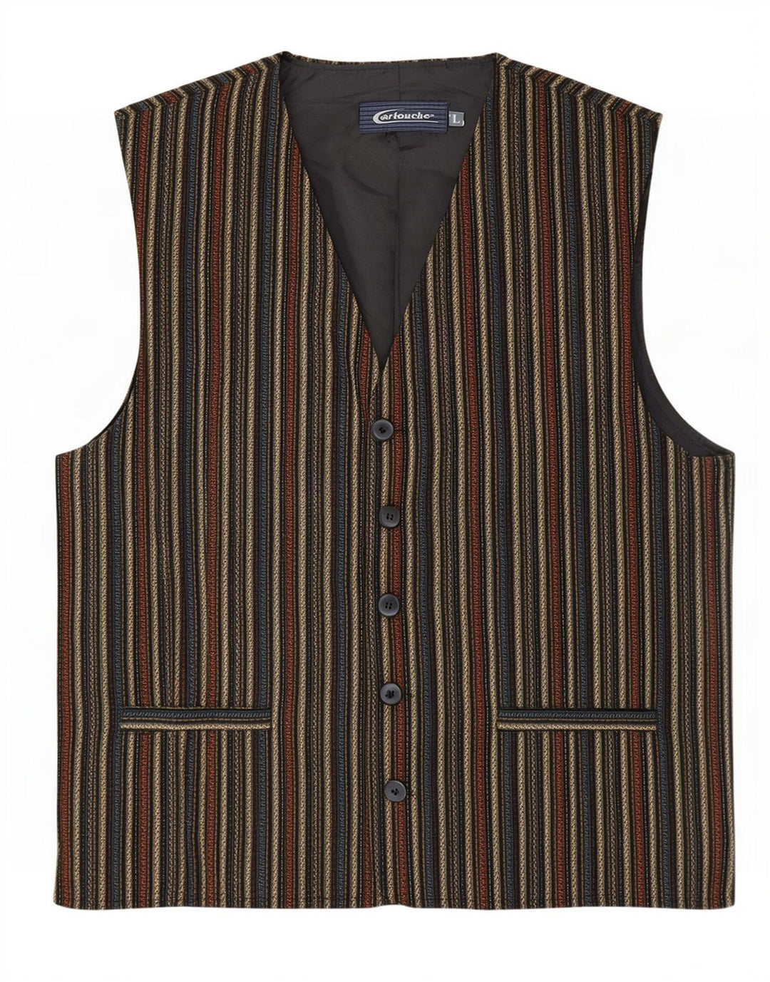 Chaleco Cartouche Para Hombre Poliéster A Rayas Beige Grande