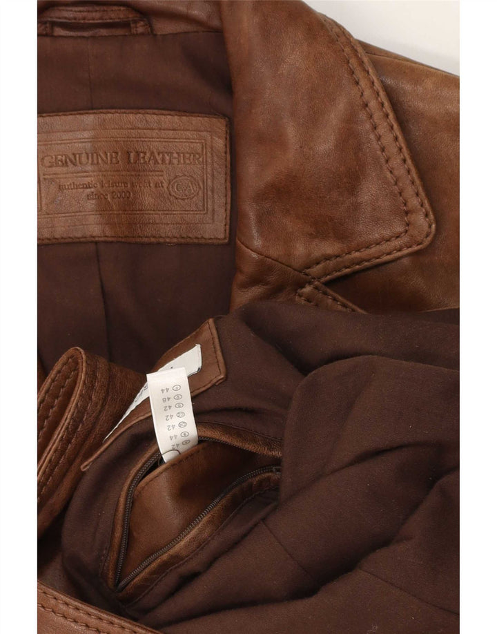 C & A Womens 2 Button Leather Blazer Jacket IT 44 Medium Brown