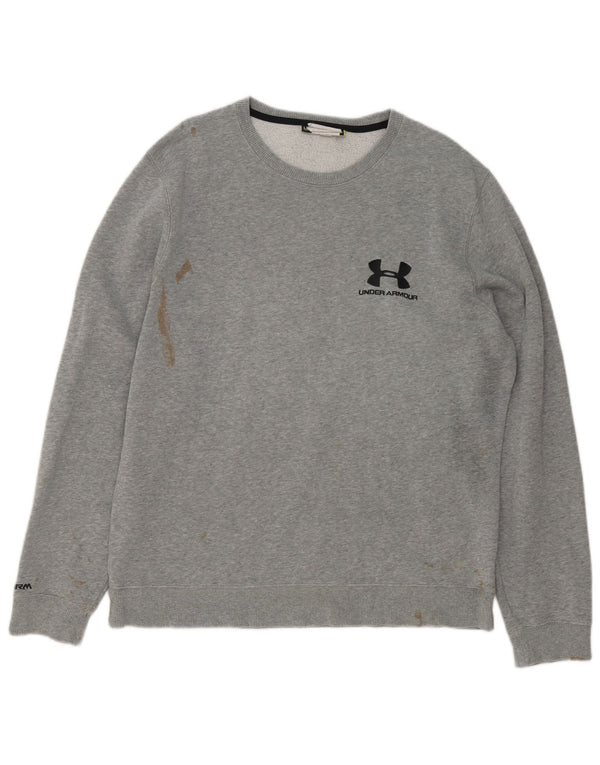 Under Armour Mens Graphic Sweatshirt Jumper Large Grey Flecked