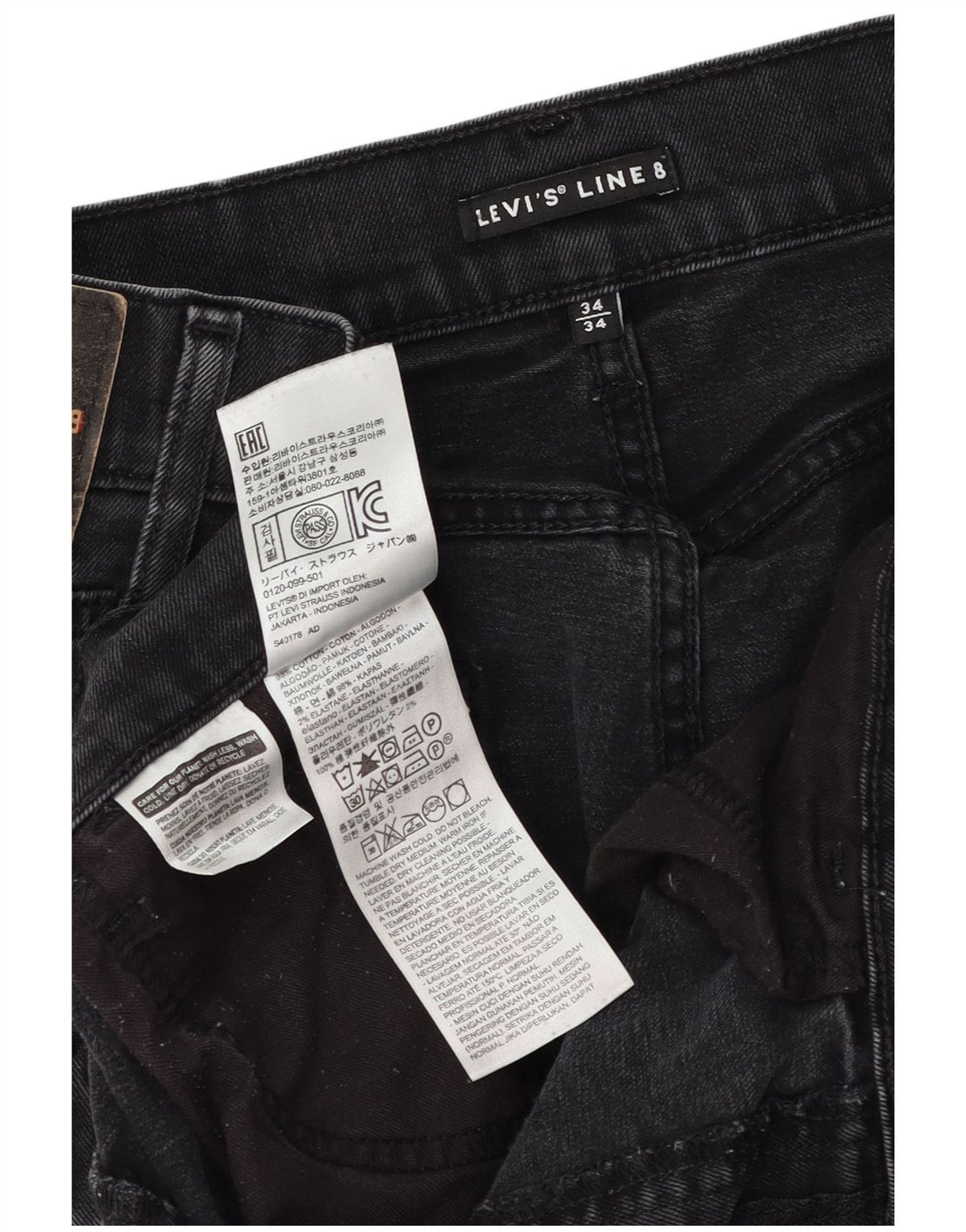 Levi's Slim Jeans til mænd W34 L31 sort bomuld