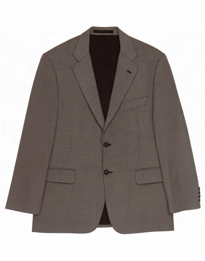 Marks & Spencer Mens 2 Button Blazer Jacket UK 44 XL Black Houndstooth