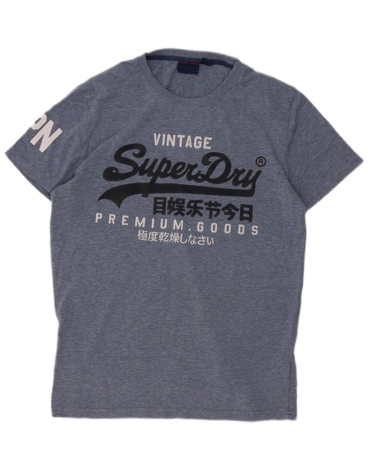 Superdry Mens Graphic T-Shirt Top Large Blue Cotton