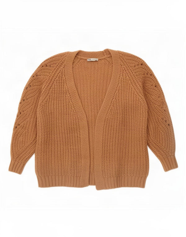 Zara Cardigan ouvert surdimensionné pour femme UK 6 XS Acrylique marron