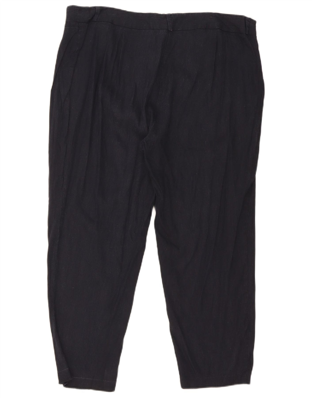 Marks & Spencer Dame Cropped Trousers W36 L25 Navy Blue Linen