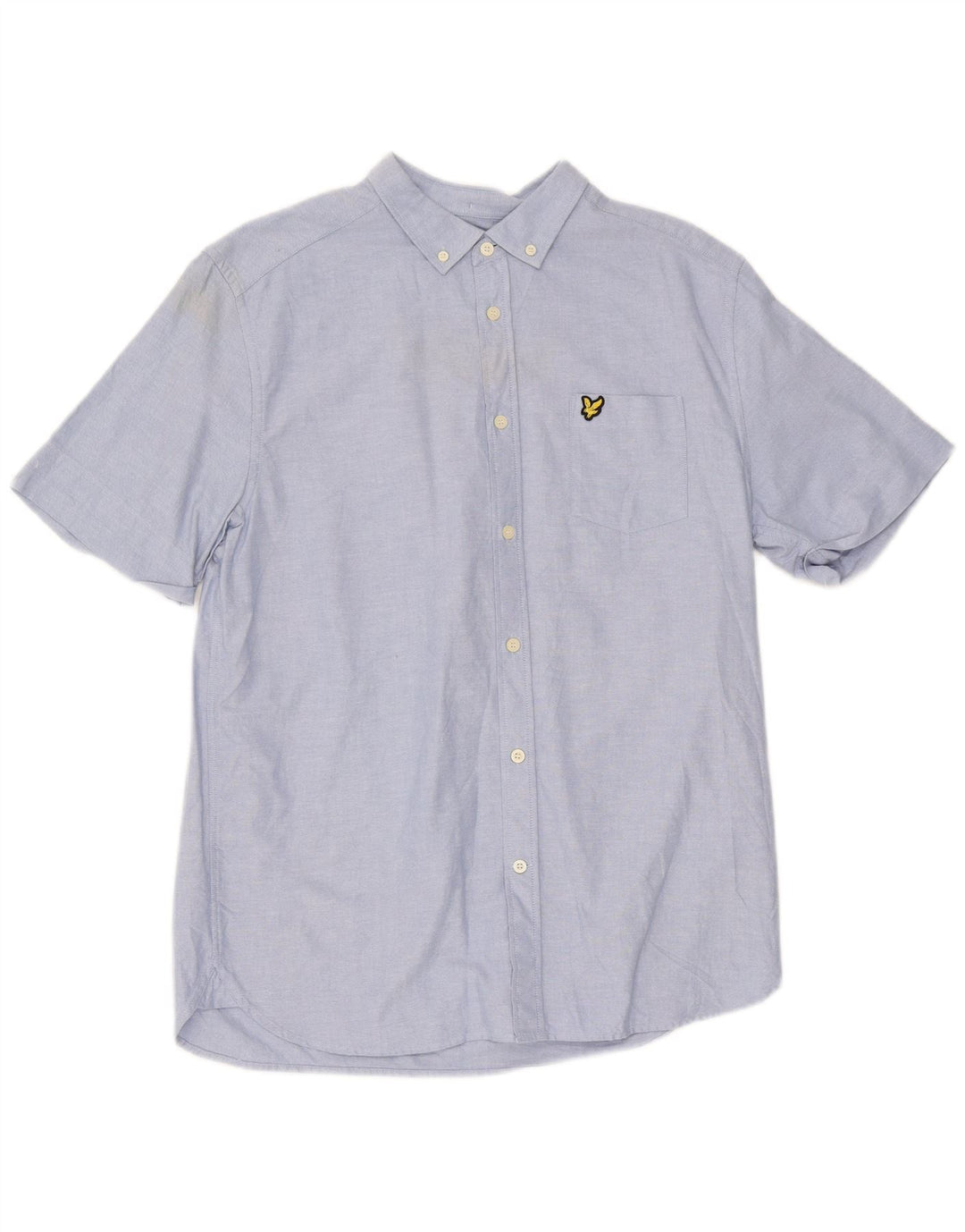 Męska koszula z krótkim rękawem Lyle & Scott, duża, niebieska, bawełniana