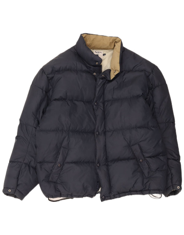 PEPE Jeans Mens Padded Jacket UK 42 XL Navy Blue Nylon