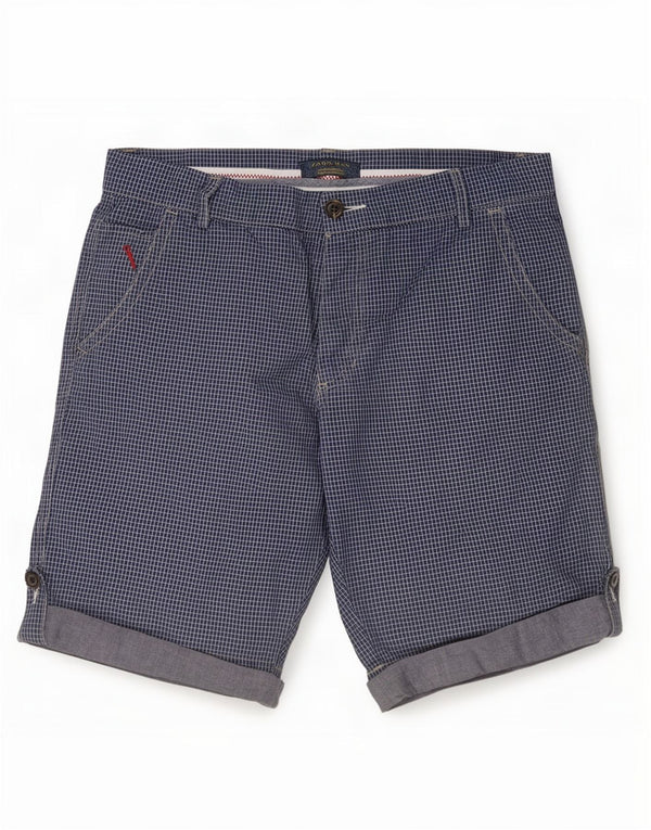 Pantaloncini chino da uomo Zara EU 42 Large W32 cotone a quadretti blu navy