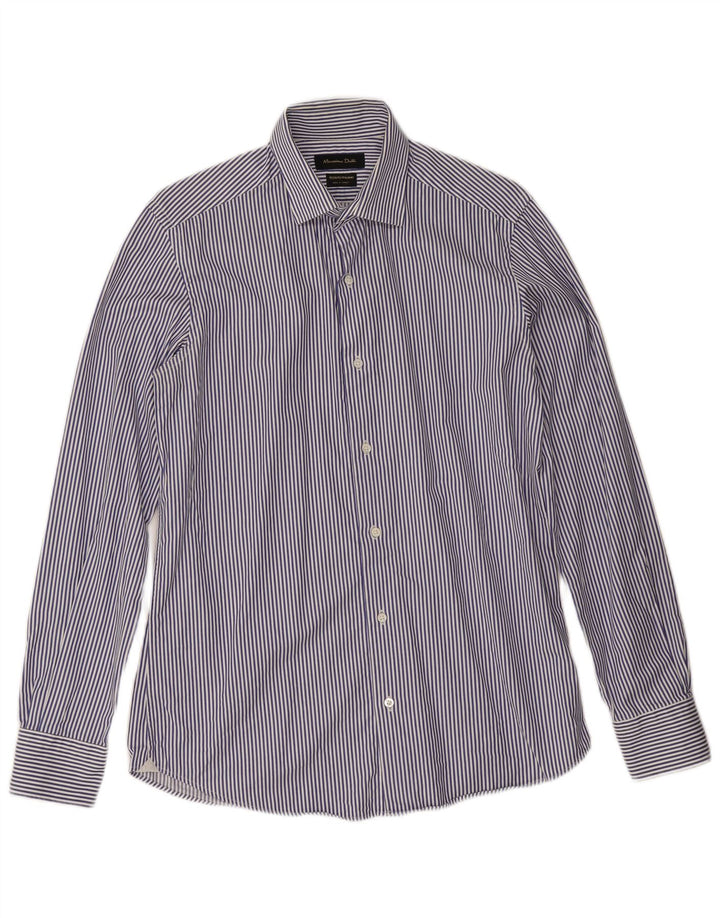 Massimo Dutti Herrenhemd Größe 15 1/2 39 Mittelblauer Nadelstreifen