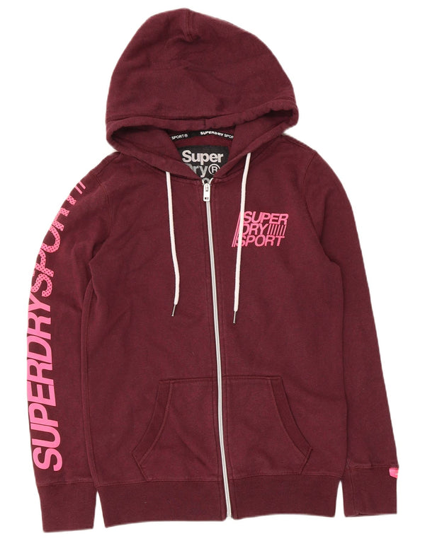 Superdry női grafikus cipzáras kapucnis pulóver UK 6 XS barna pamut