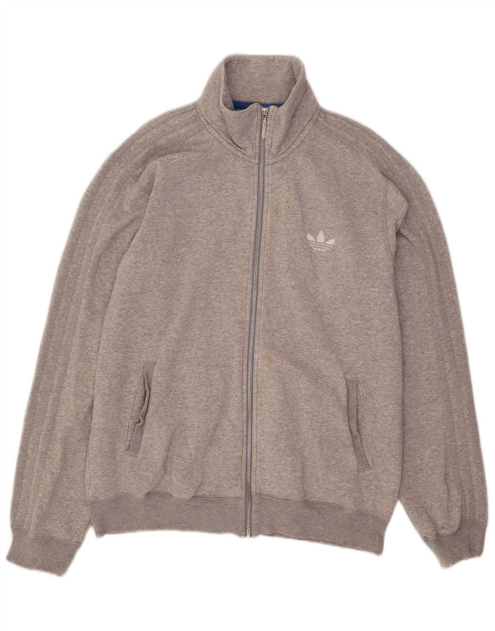 Adidas Mens Tracksuit Top Jacket XL Grey Flecked Cotton