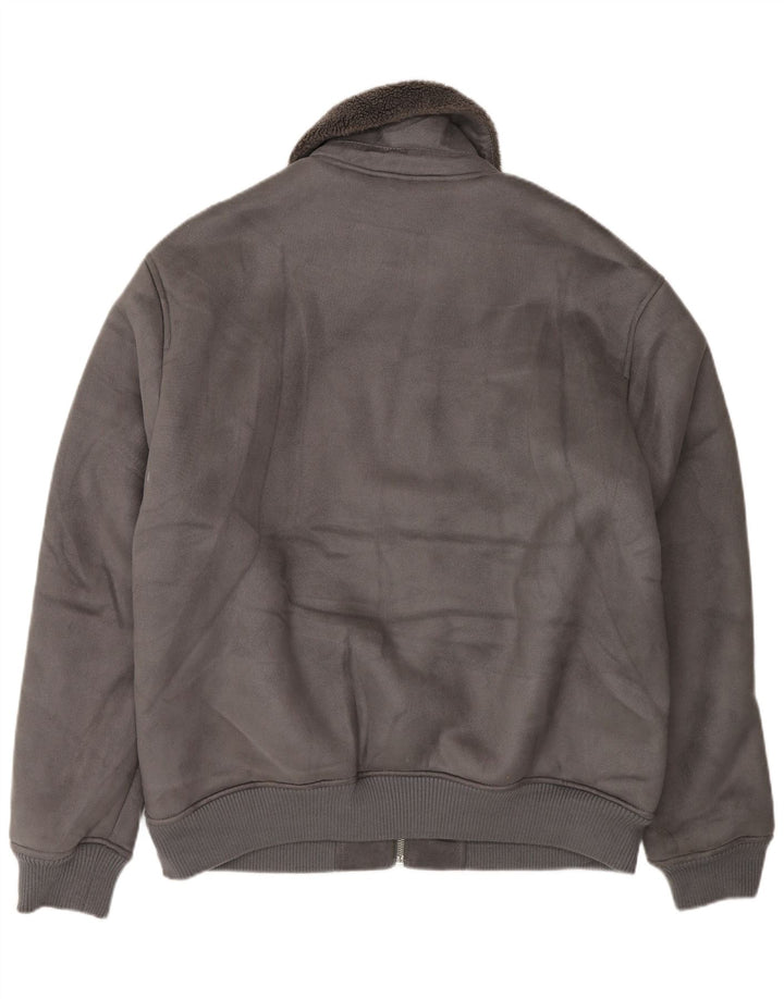 Zara Mens Sherpa Jacket UK 42 XL Grey Polyester