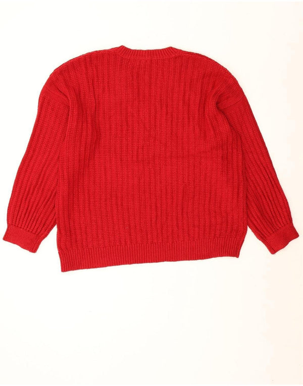 Marks & Spencer Damen Pullover mit V-Ausschnitt, UK 16, Größe L, Rot, Acryl