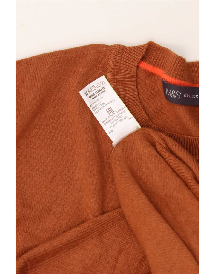 Marks & Spencer Damski sweter z okrągłym dekoltem, UK 12, średni brąz
