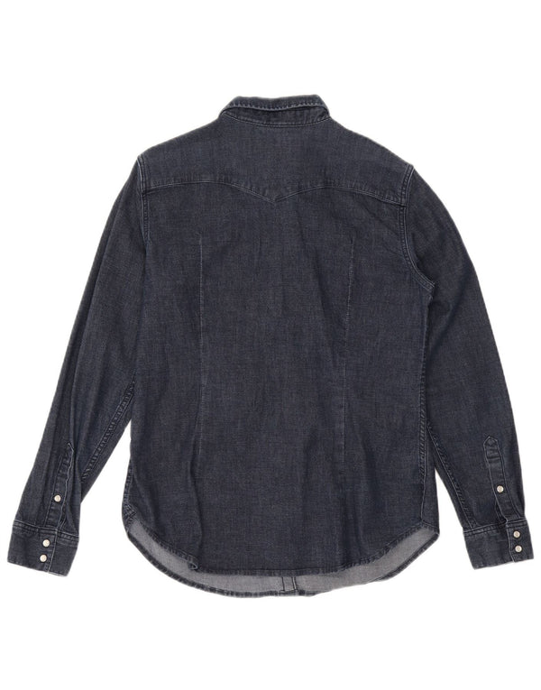 Levi's Womens Tailored Fit Denim Shirt UK 16 Large Navy Blue Cotton