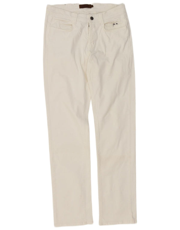 Calça feminina casual reta SIVIGLIA W31 L34 algodão branco
