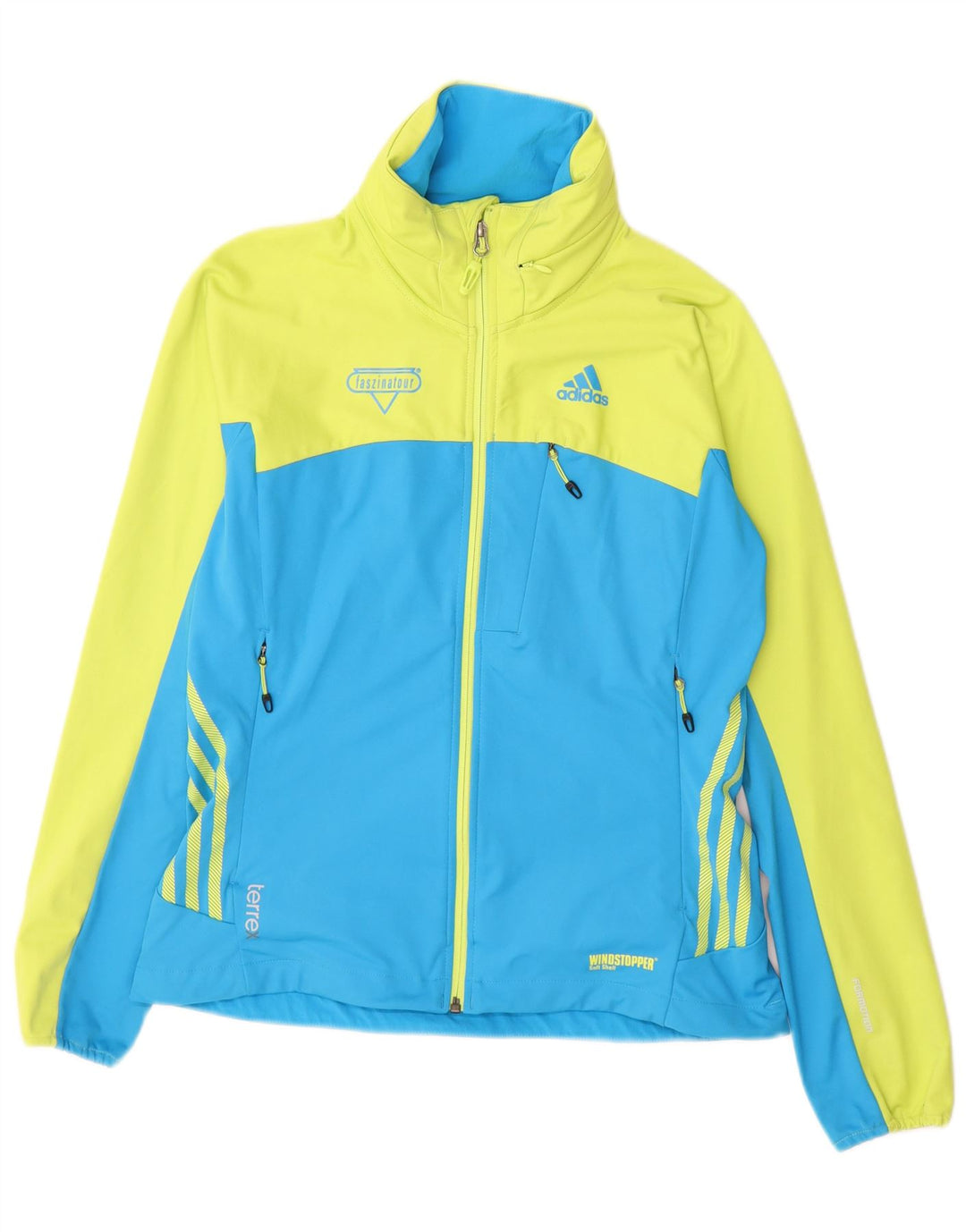 Adidas Womens Terrex Tracksuit Top Jacket UK 10 Small Green Colourblock