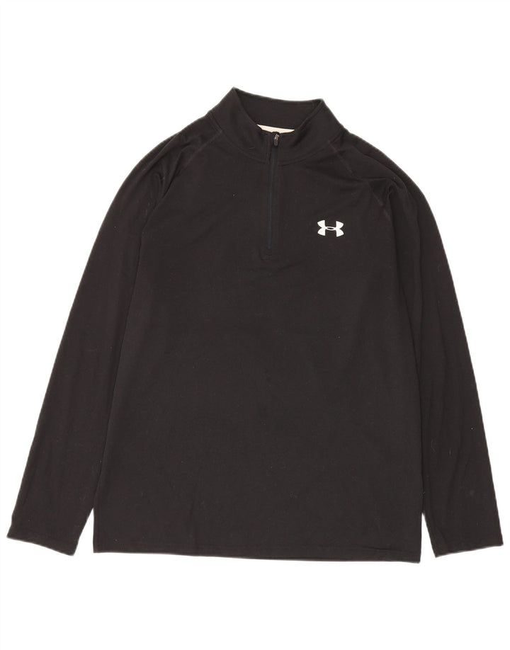 Maglietta Under Armour da uomo Heat Gear con zip e collo pullover, media, nera