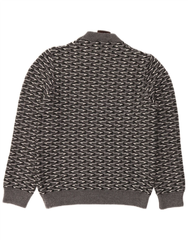 RELIVE   Mens Crew Neck Jumper Sweater IT 46 Small Grey Striped Wool