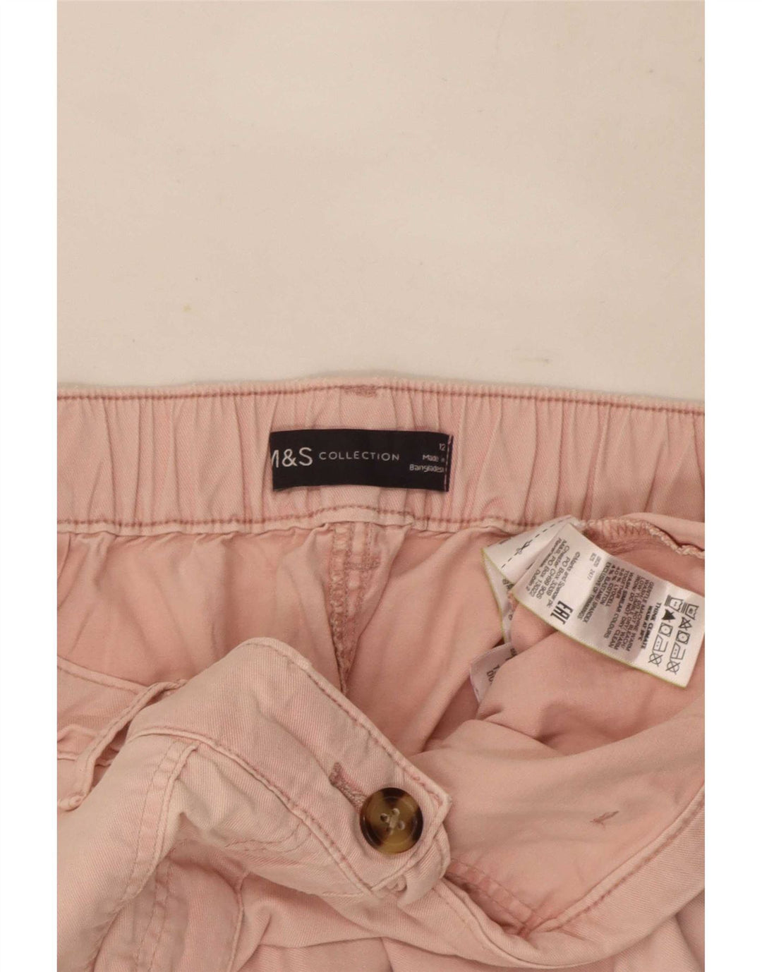 Marks & Spencer Womens Crop Cargo Trousers UK 12 Medium W30 L26 Pink