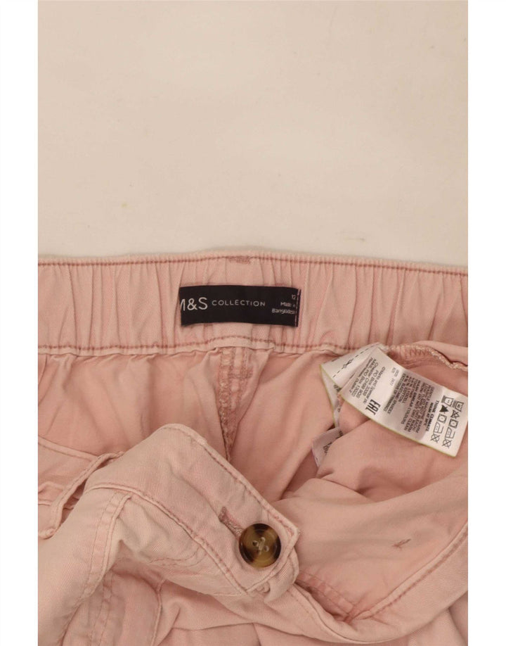Marks & Spencer Womens Crop Cargo Trousers UK 12 Medium W30 L26 Pink
