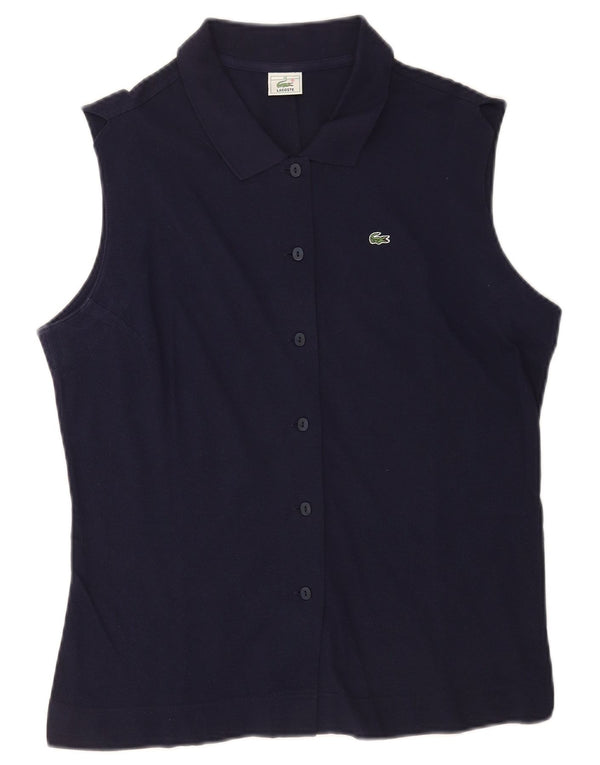 Lacoste Damen ärmelloses Hemd Größe 46 XL Marineblaue Baumwolle