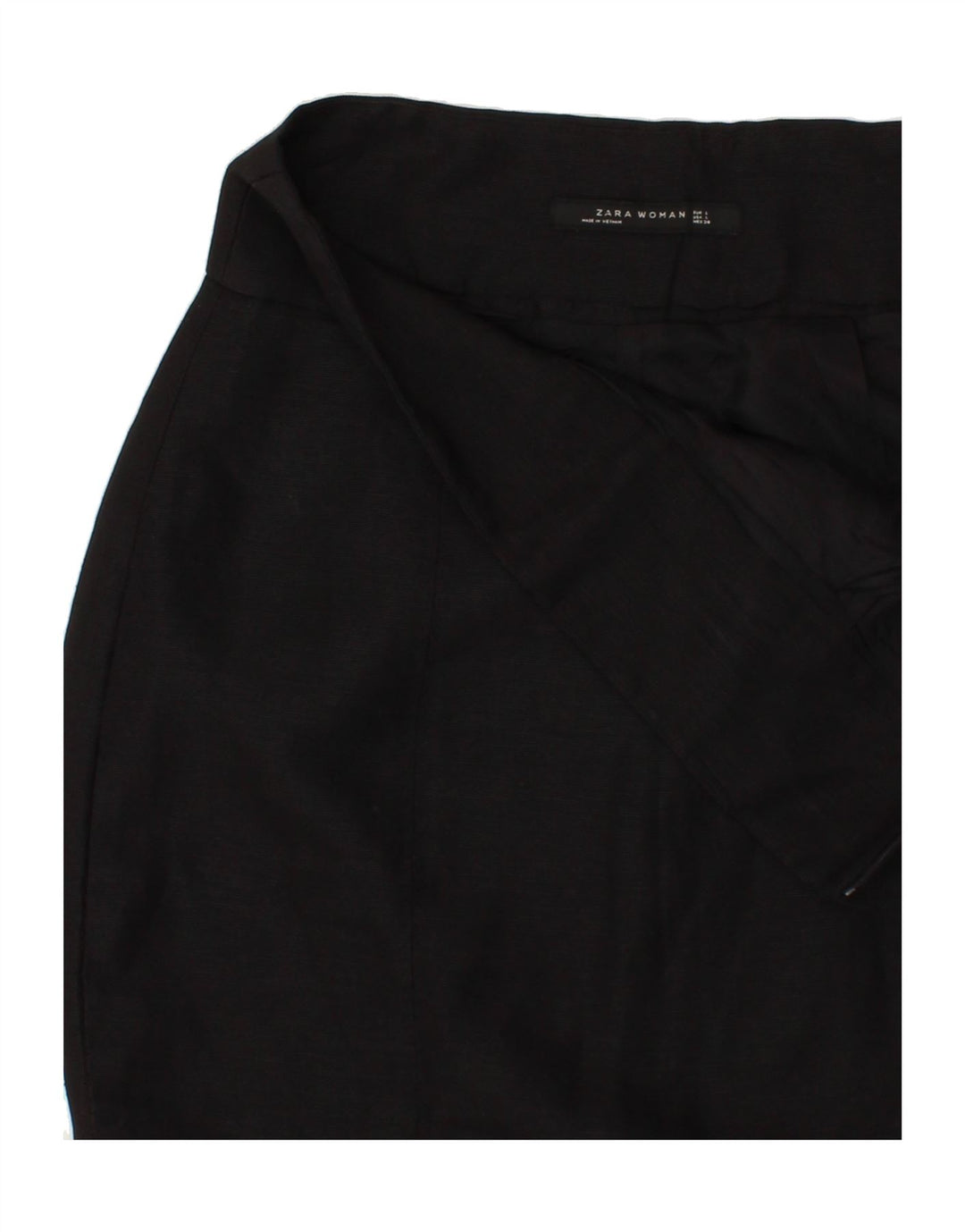 ZARA Womens Pencil Skirt Large W32 Black Linen Vintage Zara and Second-Hand Zara from Messina Hembry 