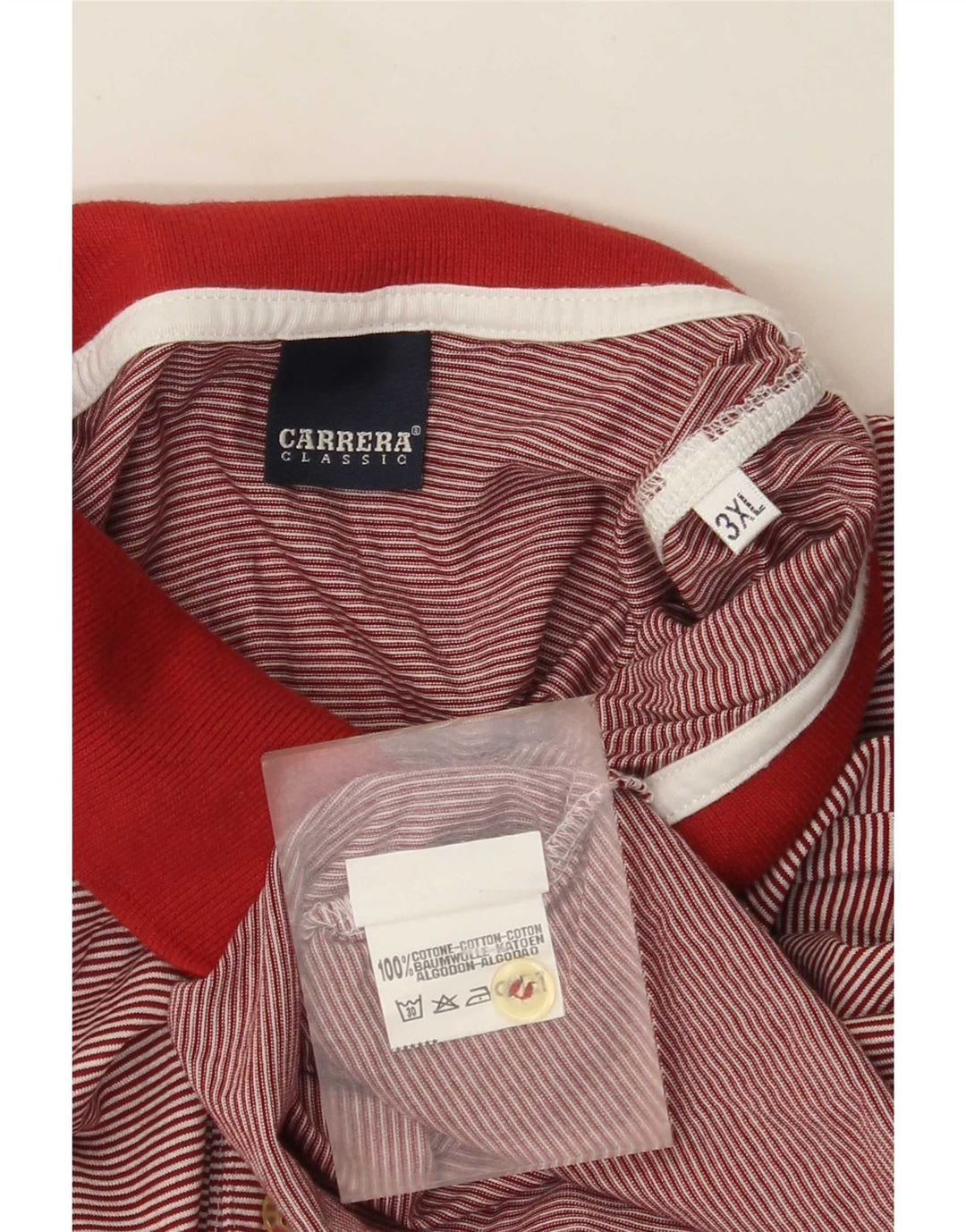 Carrera Mens Polo Shirt 3XL Red Striped Cotton