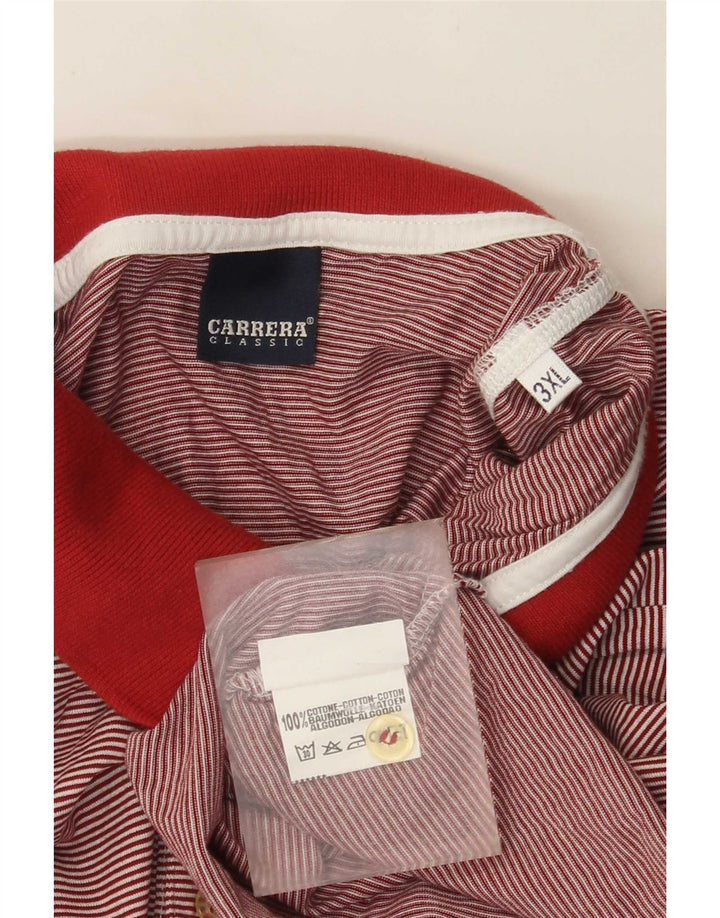 Carrera Mens Polo Shirt 3XL Red Striped Cotton