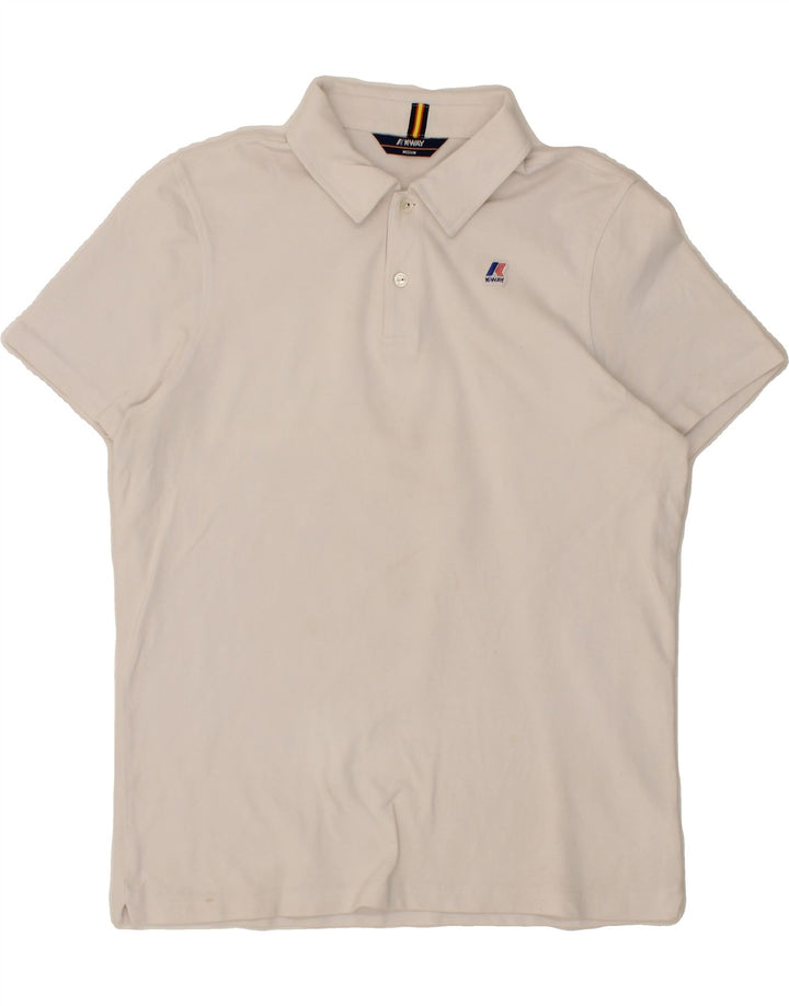 K-WAY Womens Polo Shirt UK 14 Medium White Vintage K-Way and Second-Hand K-Way from Messina Hembry 
