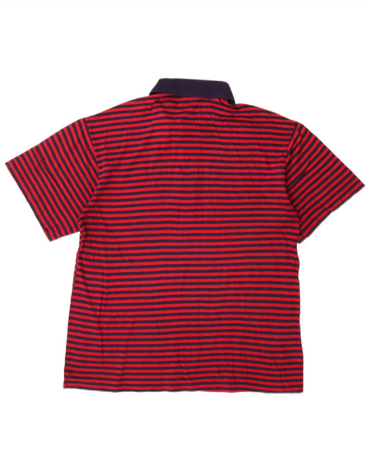 Lacoste Mens Polo Shirt Size 4 Medium Red Striped Cotton