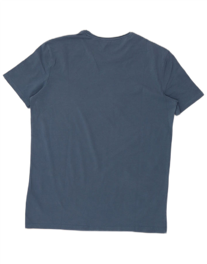 GUESS Mens Slim Fit Graphic T-Shirt Top Medium Blue Cotton