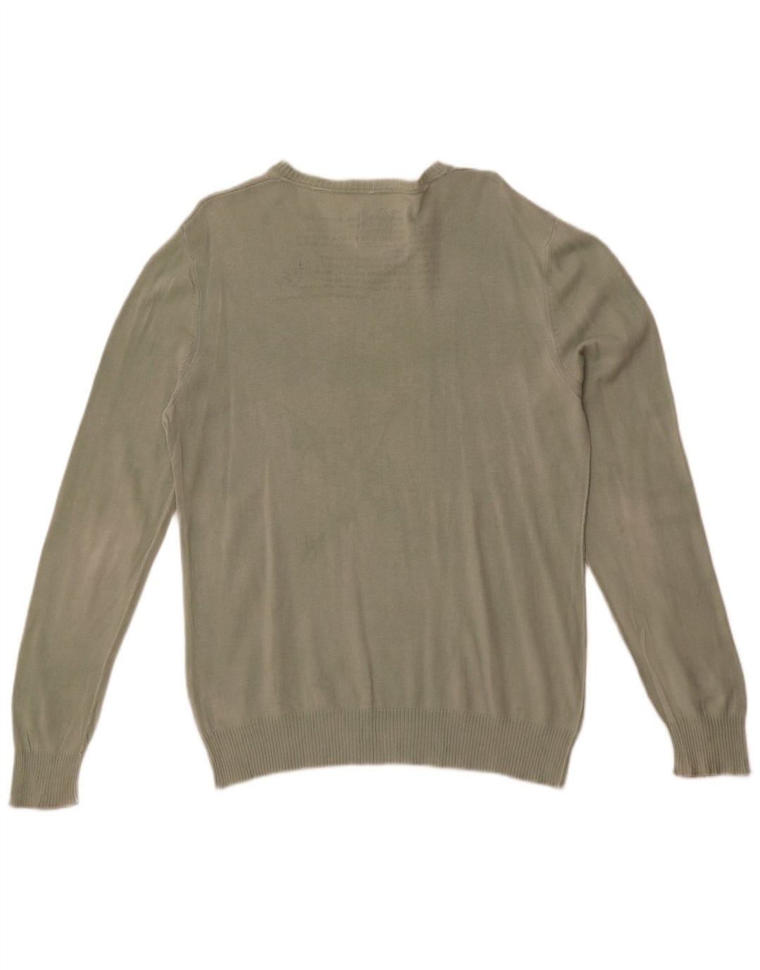 Think Pink Mens V-Neck Jumper Sweater Large Green Cotton