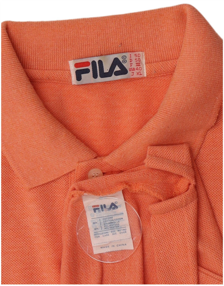 Fila Mens Polo Shirt IT 50 Medium Orange Cotton