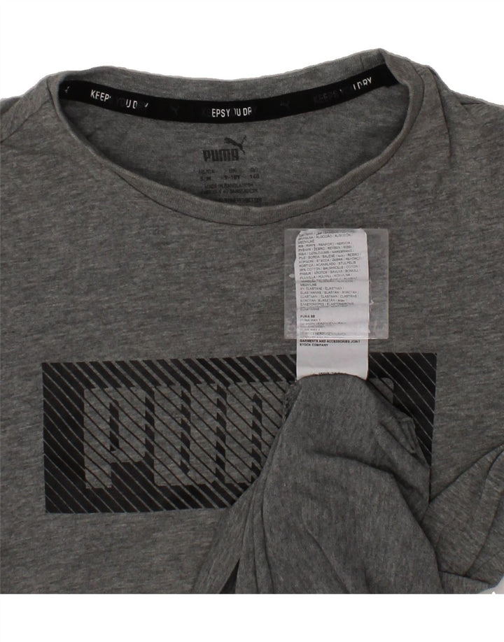 PUMA Boys Graphic T-Shirt Top 9-10 Years Grey Cotton Vintage Puma and Second-Hand Puma from Messina Hembry 