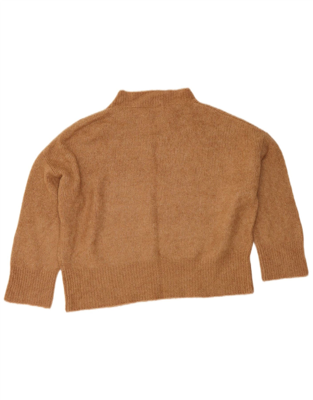 Zara Womens Crop Oversized Turtle Neck Jumper Sweater UK 10 Small Beige
