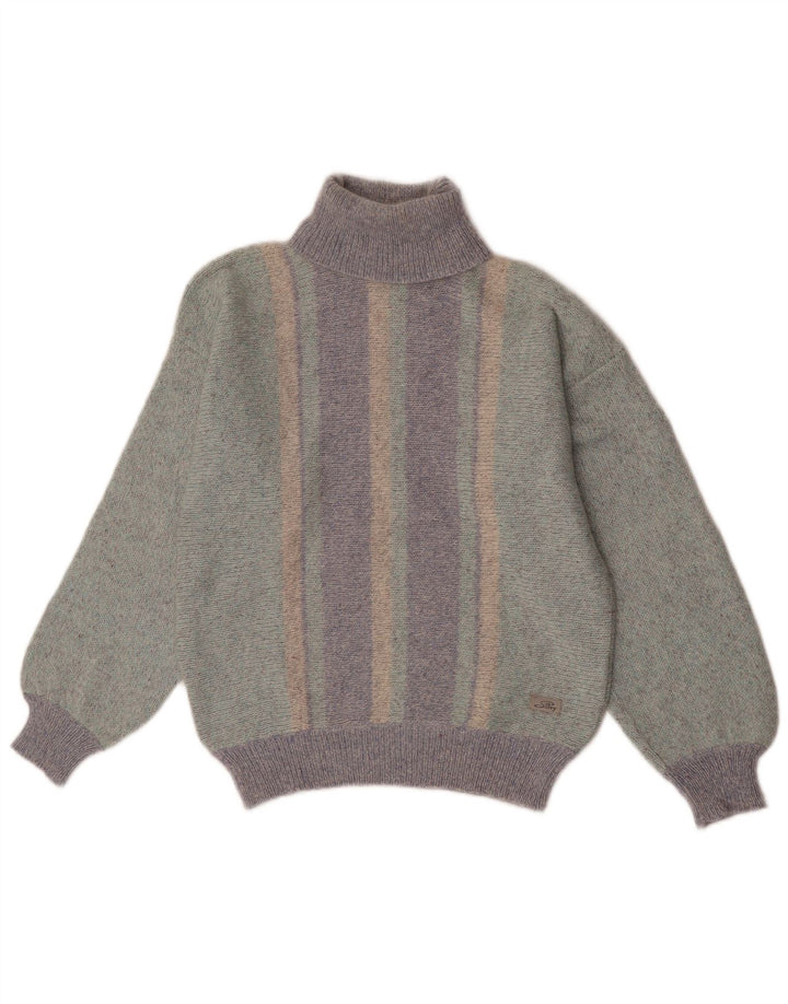 Silvy Dame Roll Neck Jumper Sweater IT 44 Mellemgrøn stribet uld