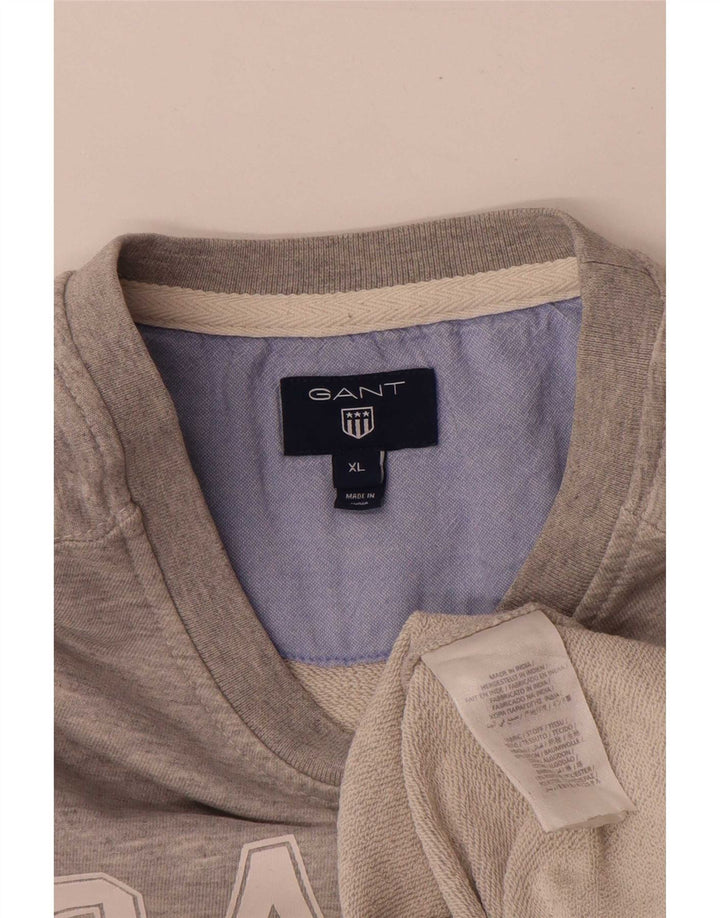 Gant Grafisk Sweatshirt Jumper XL Grå Flecked Bomuld