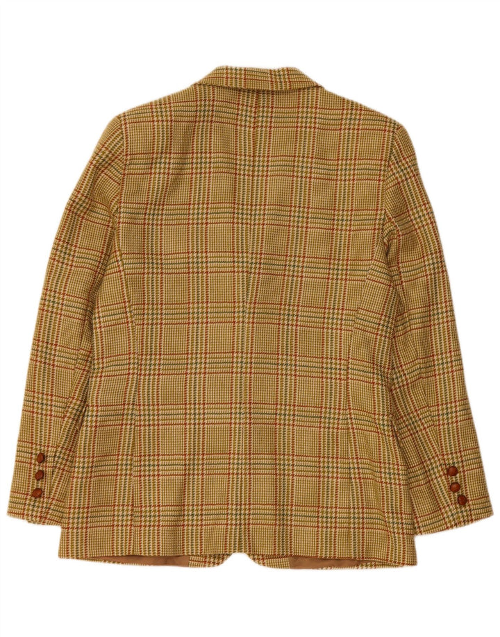 Jaqueta blazer feminina vintage com 2 botões IT 46 grande lã houndstooth verde