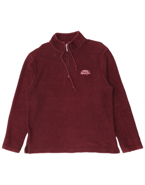 Weird Fish Mens Zip Neck Sweatshirt Jumper Medium Burgundy Cotton