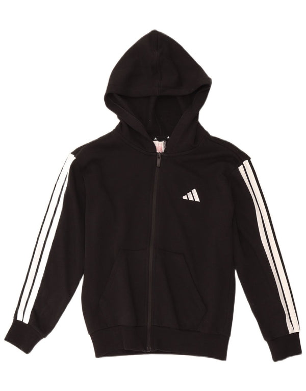 Adidas Boys Zip Hoodie πουλόβερ 11-12 ετών μαύρο βαμβακερό
