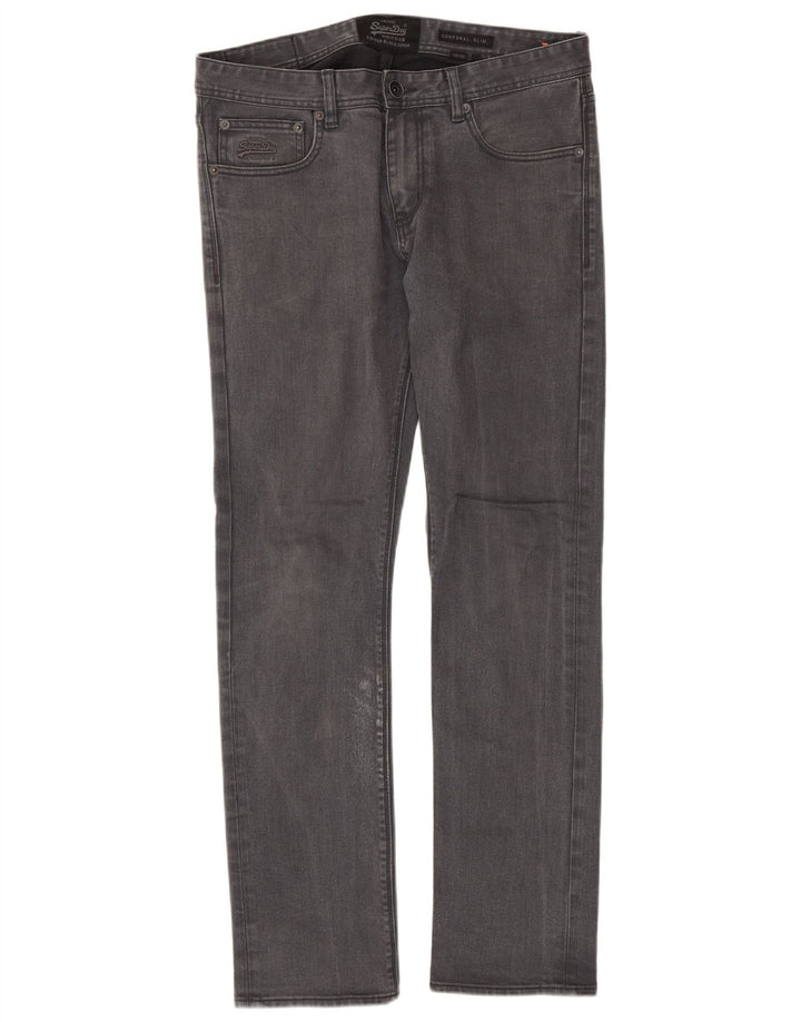 Superdry Herren Corporal Slim Jeans W33 L32 Graue Baumwolle
