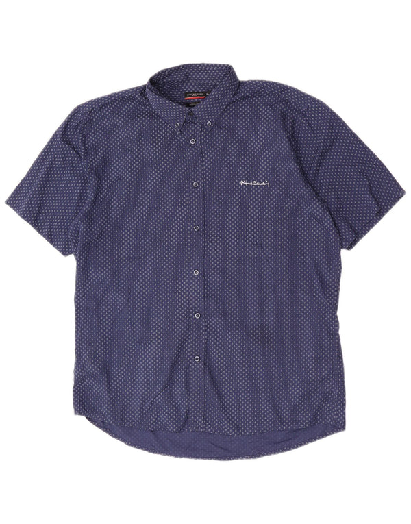 Pierre Cardin Chemise à manches courtes pour homme Coupe droite XL Bleu marine géométrique