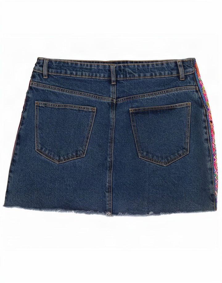 Zara Γυναικεία Μίνι Τζιν Φούστα Μεσαία W28 Μπλε Γεωμετρική