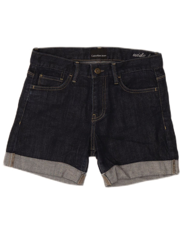 Damskie spodenki jeansowe Calvin Klein z szeroką nogawką W28 Średni granat