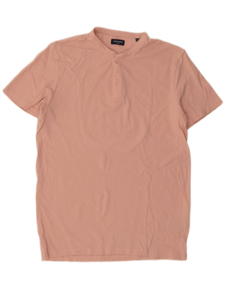 JACK & JONES Mens Premium Polo Shirt Medium Pink Cotton
