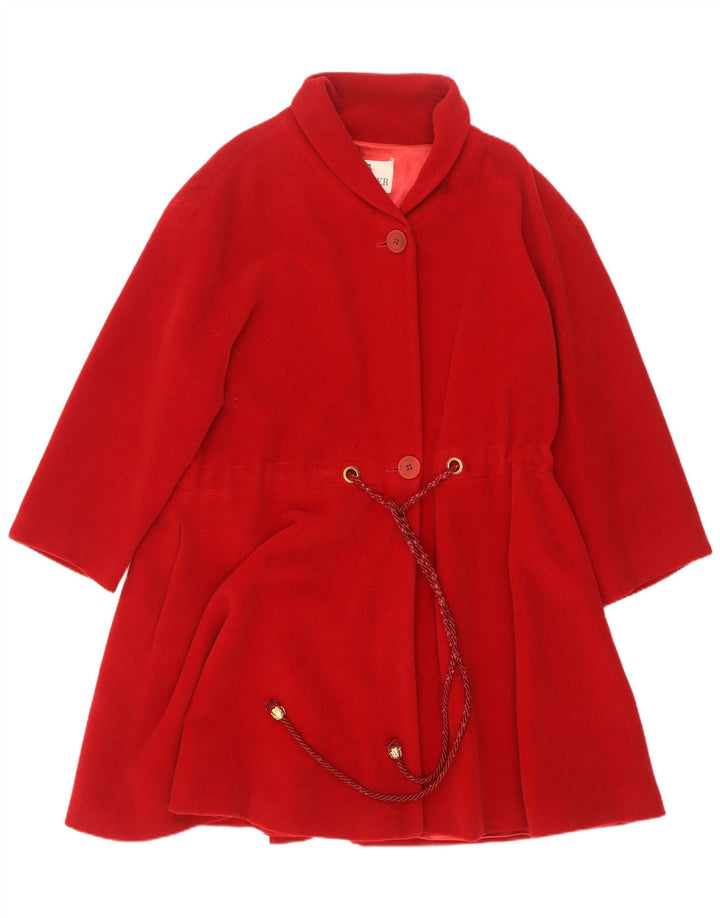 Damski płaszcz oversize Deni-Cler UK 10 Small, czerwona wełna